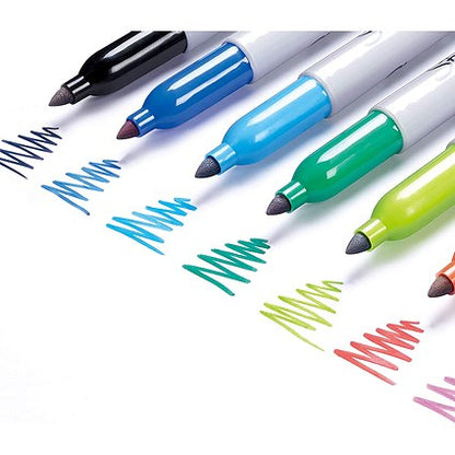 Sharpie Fine Tip Permanent Marker, Assorted Colours, Wallet of 12