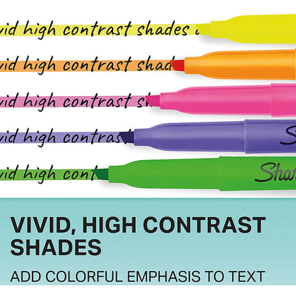 Sharpie Pocket Highlighters, Chisel Tip, Assorted, Pack of 12