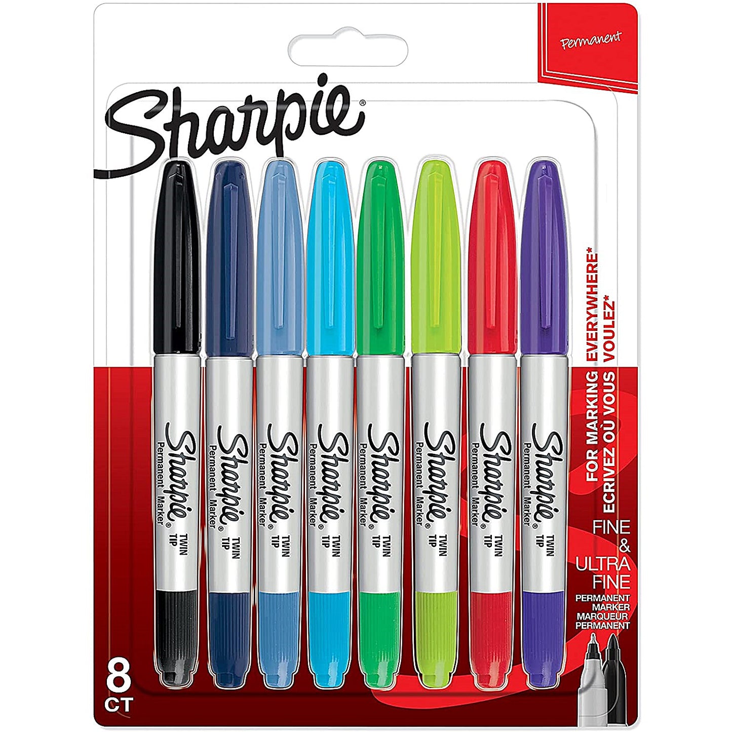 Sharpie Permanent Marker Twin Tip Assorted (Pack of 8)