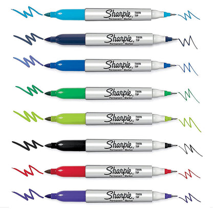 Sharpie Permanent Marker Twin Tip Assorted (Pack of 8)