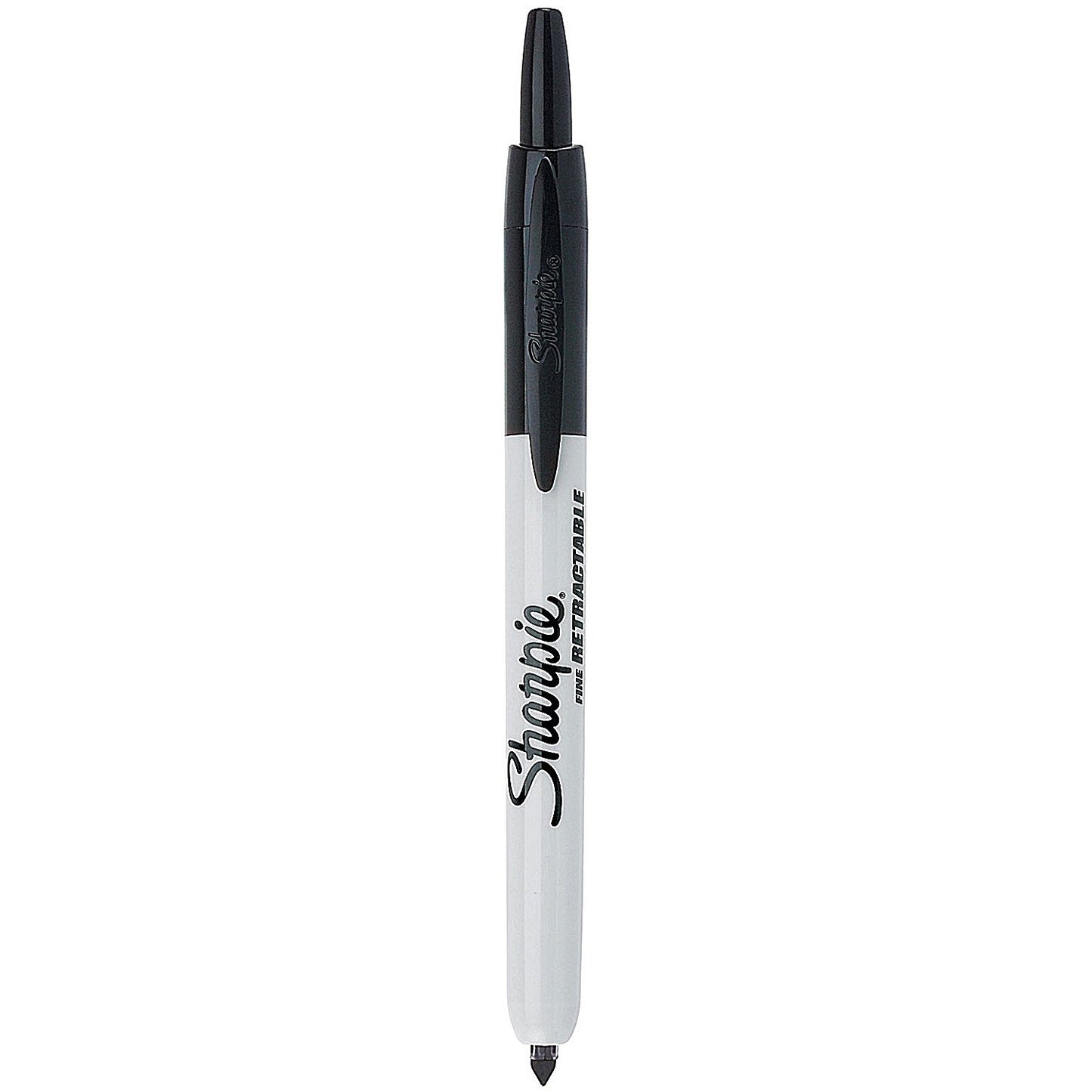 Sharpie Permanent Marker Pen, Retractable, Bullet Tip, Black, Pack of 12