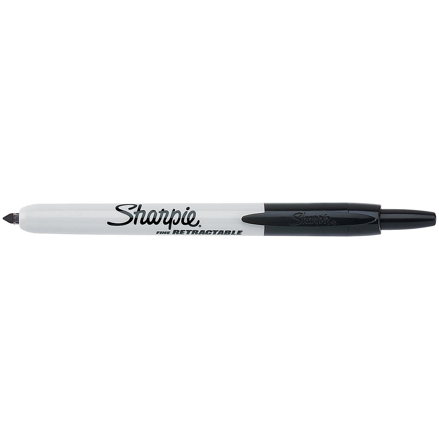 Sharpie Permanent Marker Pen, Retractable, Bullet Tip, Black, Pack of 12