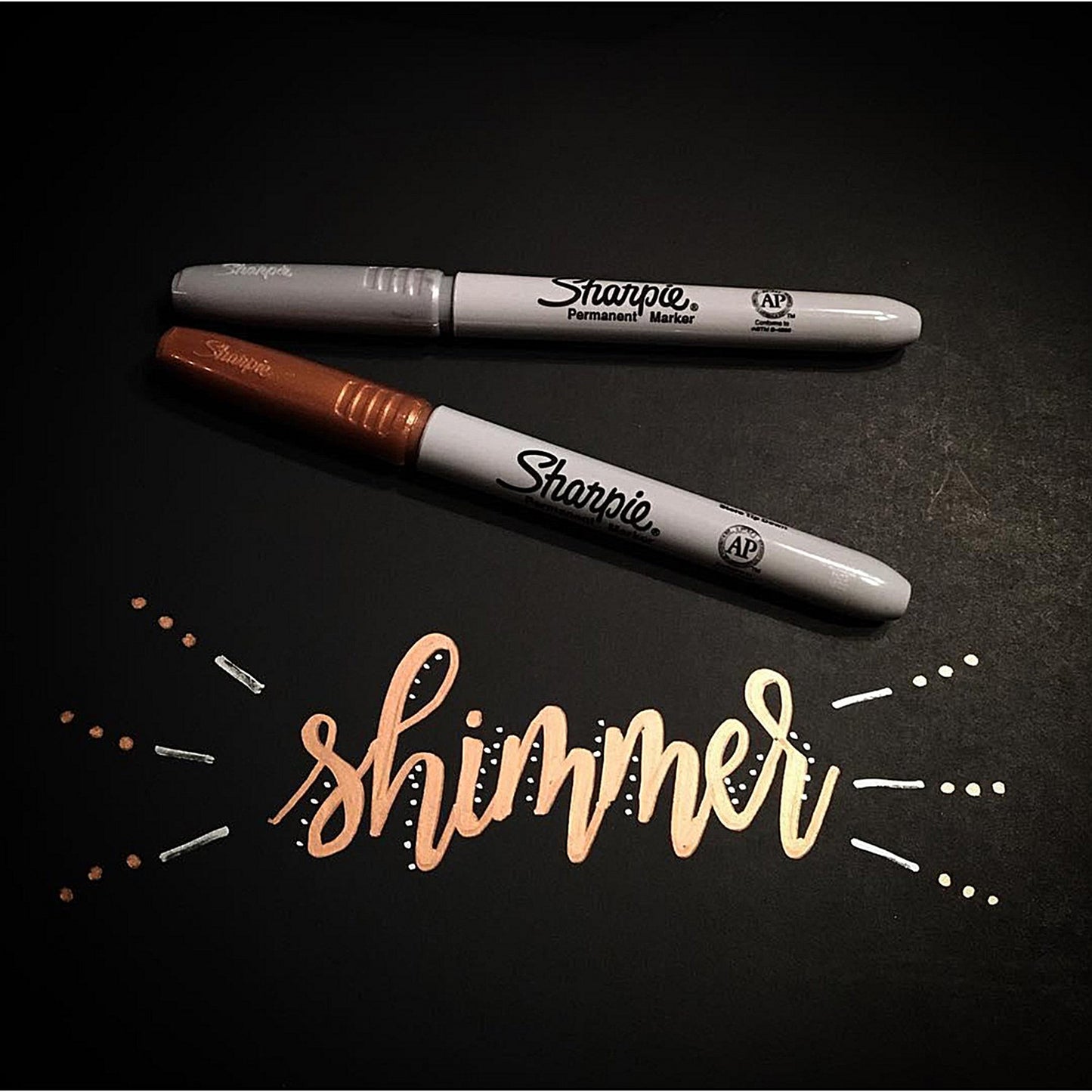 Sharpie Metallic Permanent Marker Pen, Fine, Gold, Silver and Bronze, Pack of 3