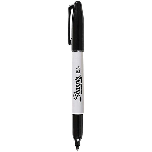 Sharpie Permanent Marker, Fine, Black, Pack of 12