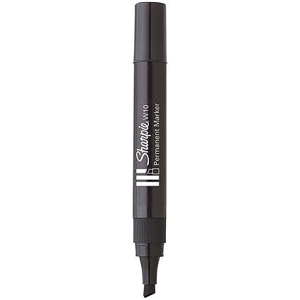 Sharpie W10 Permanent Marker, Chisel Tip, Black, Pack of 12