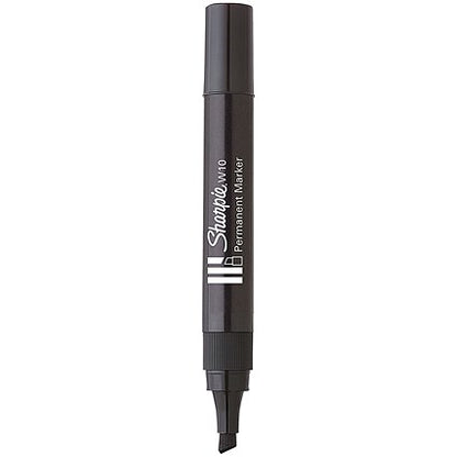 Sharpie W10 Permanent Marker, Chisel Tip, Black, Pack of 12