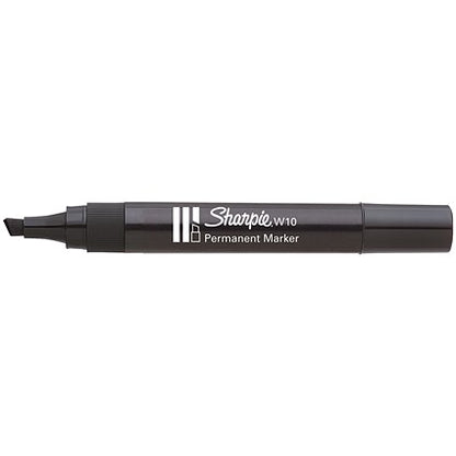 Sharpie W10 Permanent Marker, Chisel Tip, Black, Pack of 12