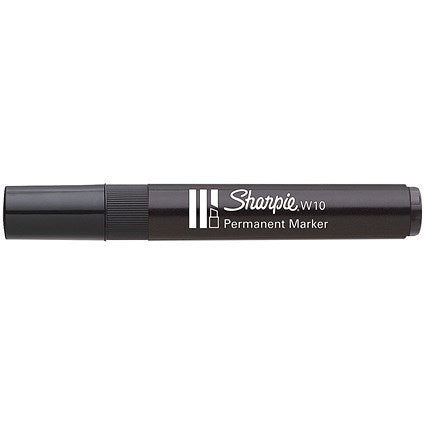 Sharpie W10 Permanent Marker, Chisel Tip, Black, Pack of 12