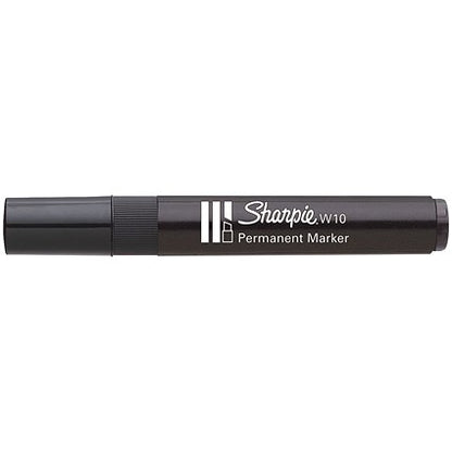 Sharpie W10 Permanent Marker, Chisel Tip, Black, Pack of 12