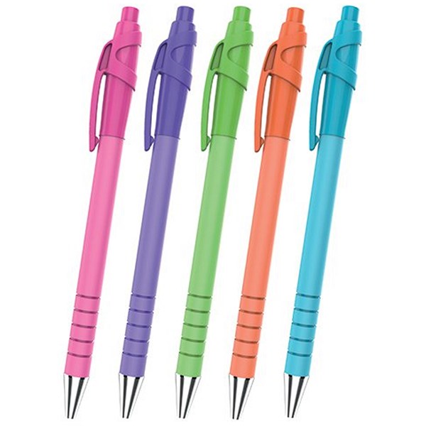 Paper Mate FlexGrip Ultra Ballpoint Pen, Medium 1.0mm, Bright Barrel, Black, Pack of 5