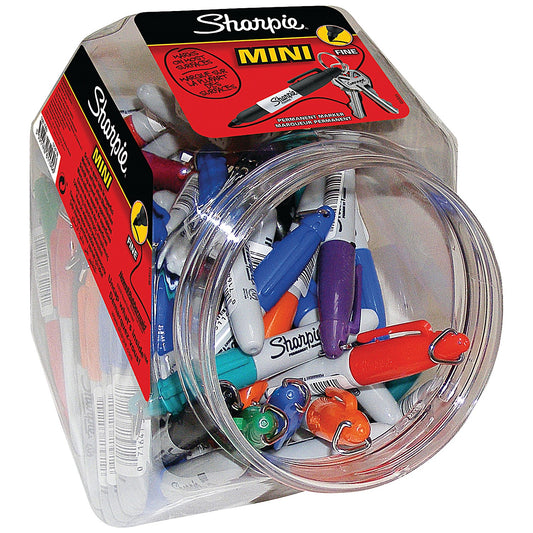 Sharpie Mini Permanent Markers with Key Ring Pocket-Sized Fine Point Assorted (Pack of 72)