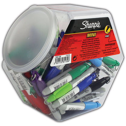 Sharpie Mini Permanent Markers with Key Ring Pocket-Sized Fine Point Assorted (Pack of 72)