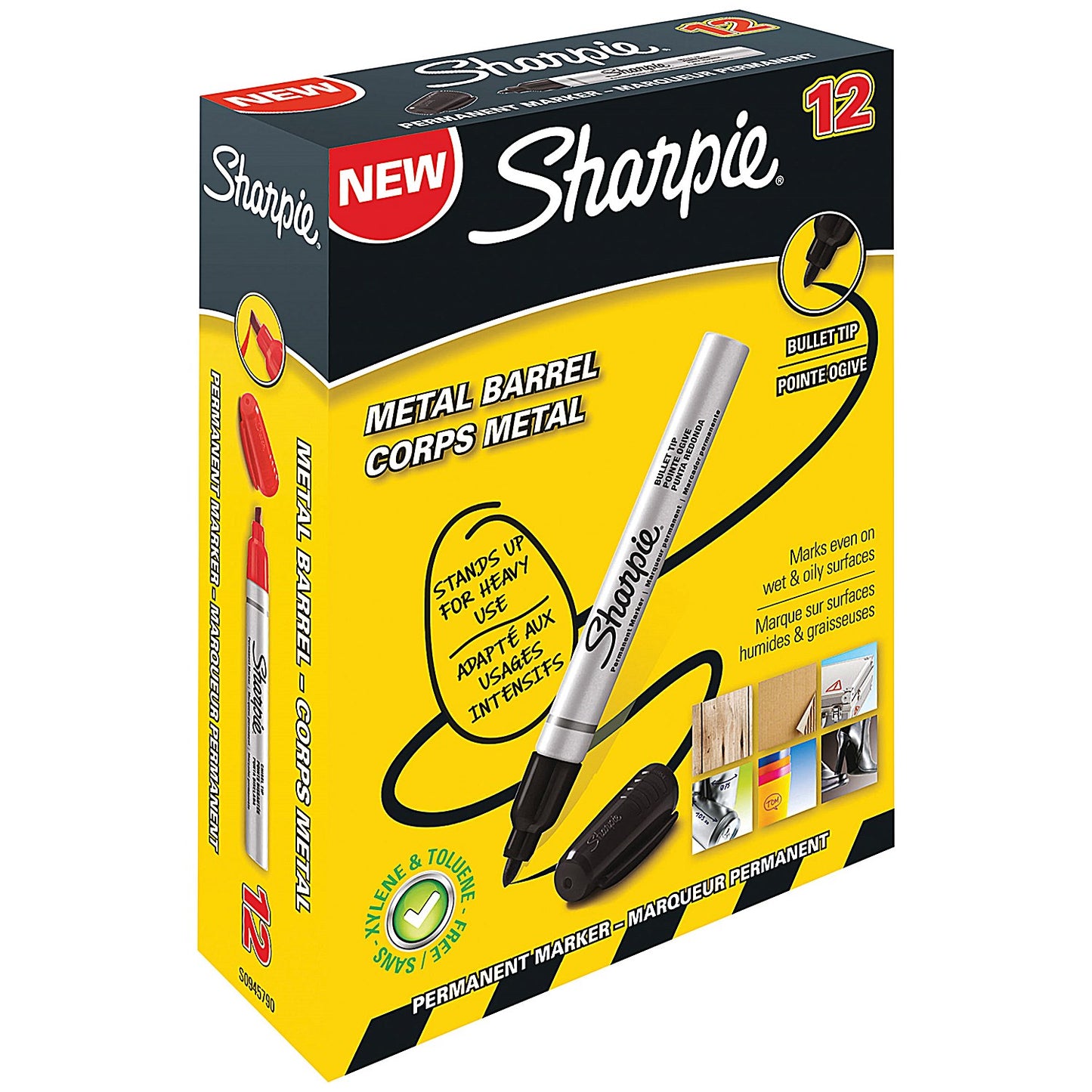 Sharpie Pro Permanent Marker, Bullet, Black, Pack of 12