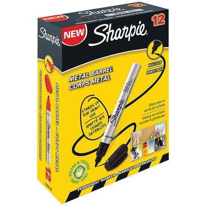 Sharpie Pro Permanent Marker, Bullet, Black, Pack of 12