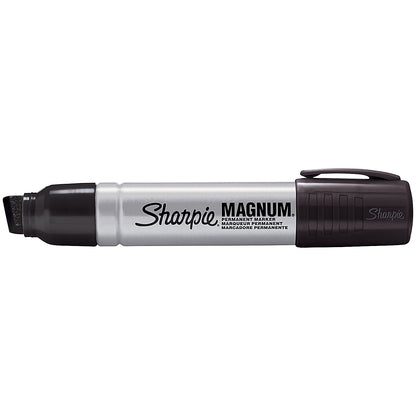 Sharpie Magnum Metal Permanent Marker, Chisel Tip, Black, Pack of 12
