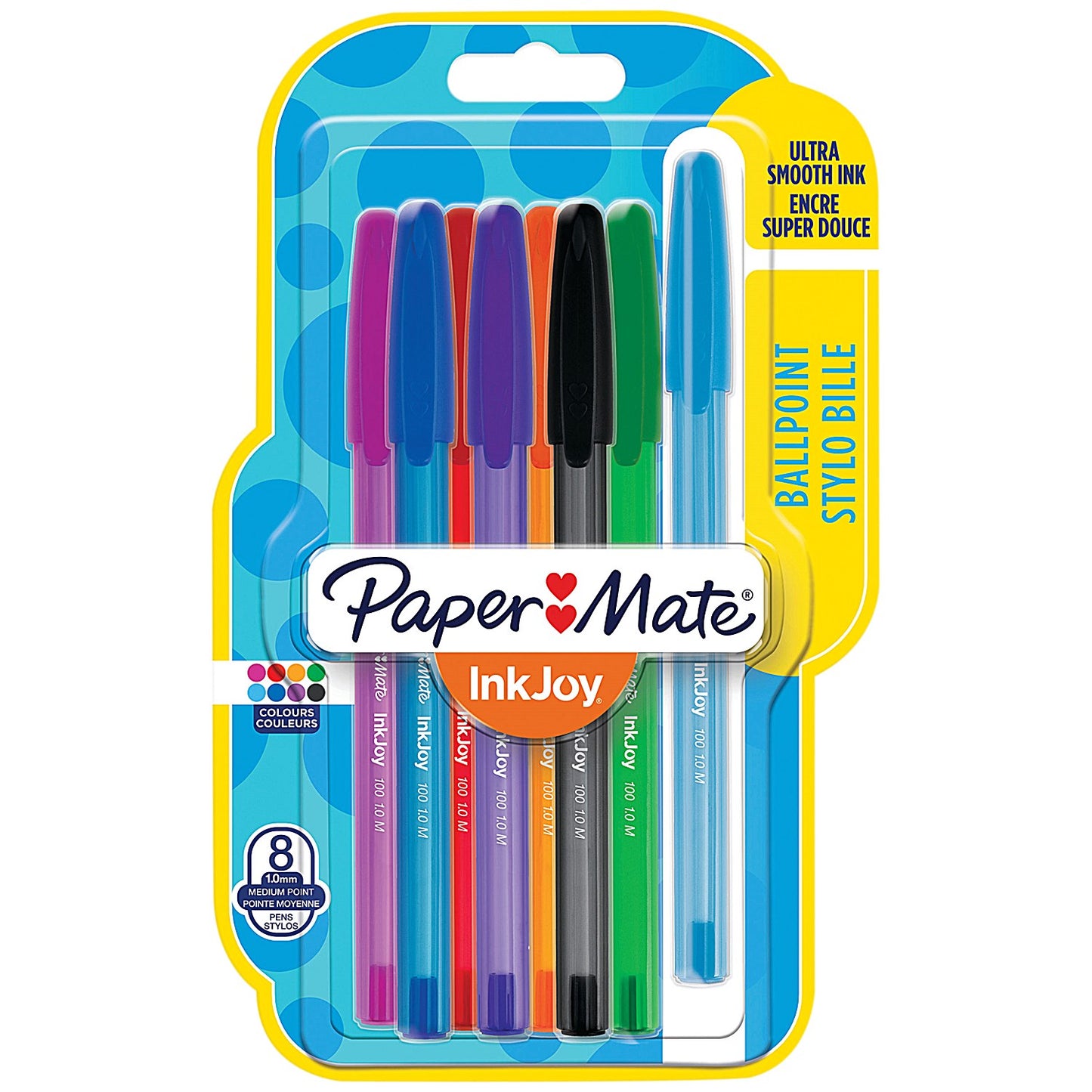 Paper Mate Inkjoy 100 Stick Ballpoint Pen, Assorted, Pack of 8
