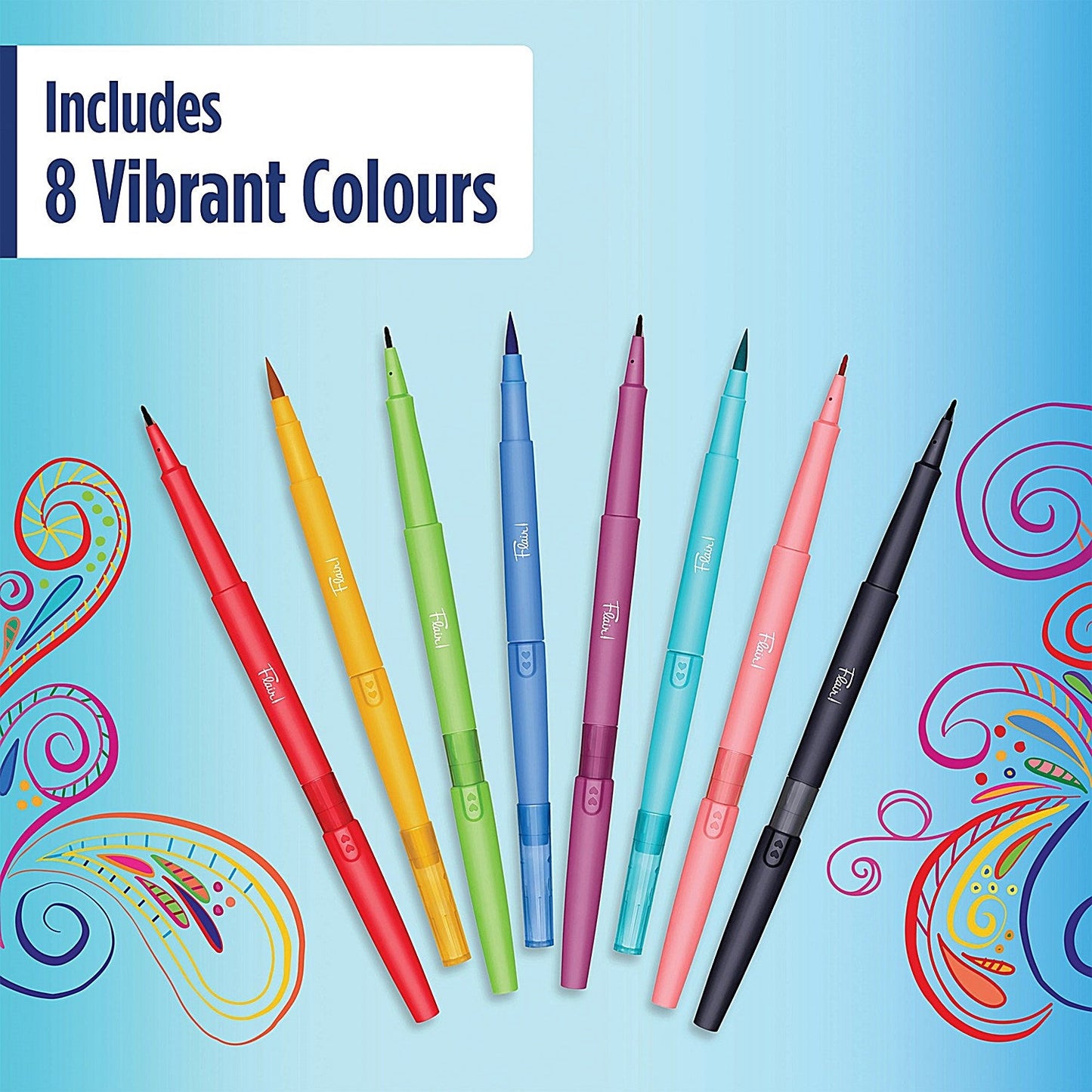 Paper Mate Flair Dual Felt Tip Brush + Medium Tip Assorted (Pack of 8) Easy2Order : GL99386