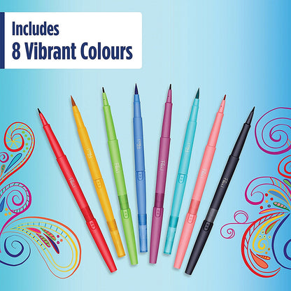 Paper Mate Flair Dual Felt Tip Brush + Medium Tip Assorted (Pack of 8) Easy2Order : GL99386