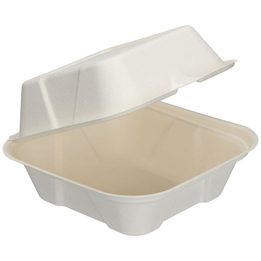 Edenware Bagasse Square Burger Box, 152mm, White, Pack of 500