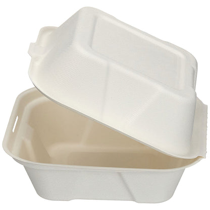 Edenware Bagasse Square Burger Box, 152mm, White, Pack of 500