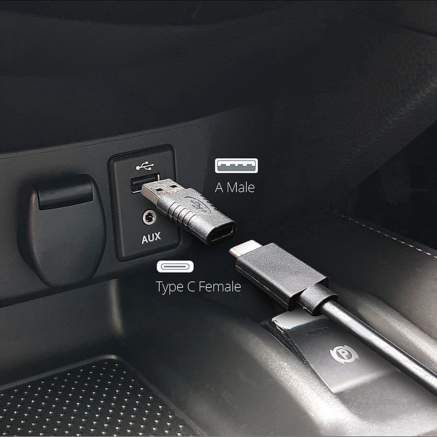 Connekt Gear USB C to USB A Adaptor, Black