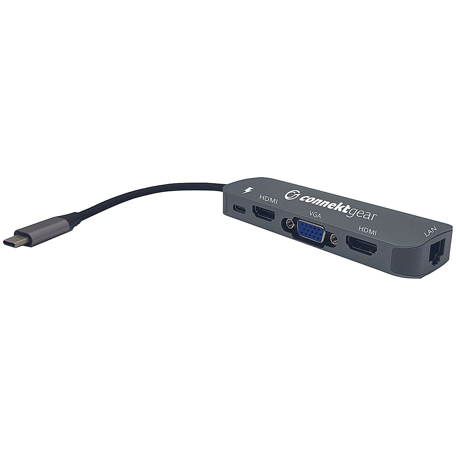 Connekt Gear Dual Screen Docking Station, 8 ports, Grey