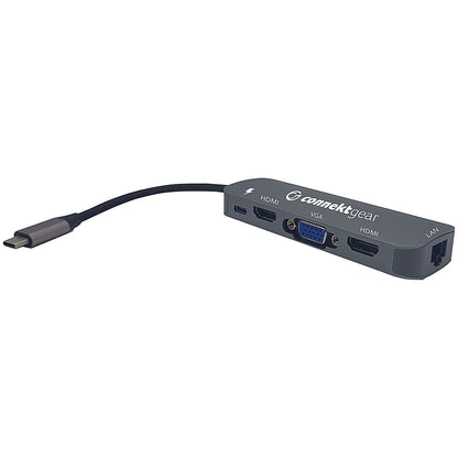 Connekt Gear Dual Screen Docking Station, 8 ports, Grey
