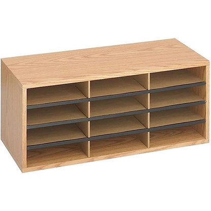 Safco Literature Organiser, 12 Compartments, Oak