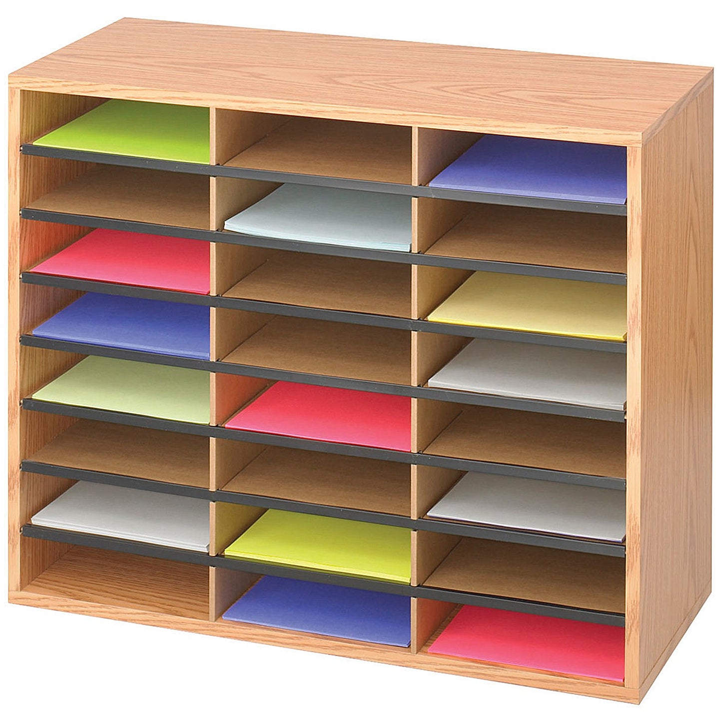 Safco Literature Organiser, 24 Compartments, Oak