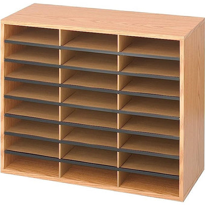 Safco Literature Organiser, 24 Compartments, Oak