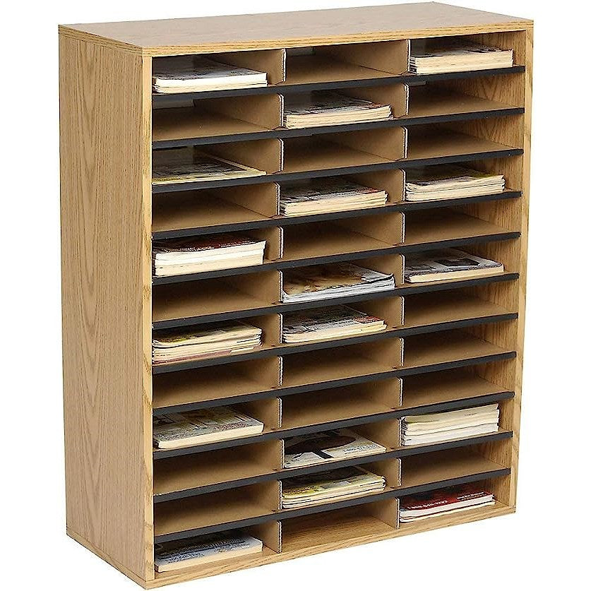 Safco Literature Organiser, 36 Compartments, Oak