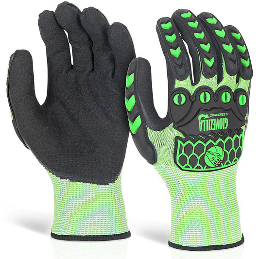 Glovezilla Nitrile Palm Coated Hi-Vis Gloves, Green, Medium Easy2Order : GZ02LGM