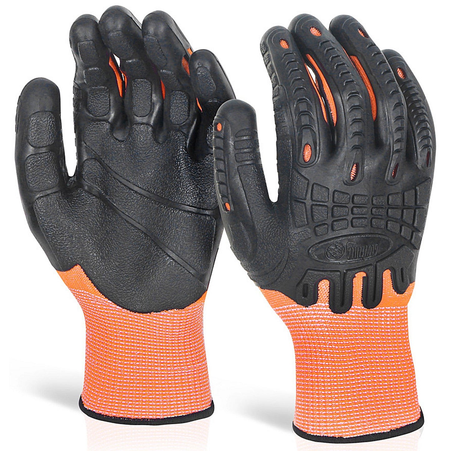 Glovezilla Cut Resistant Fully Coated Impact Gloves, Orange, 2XL