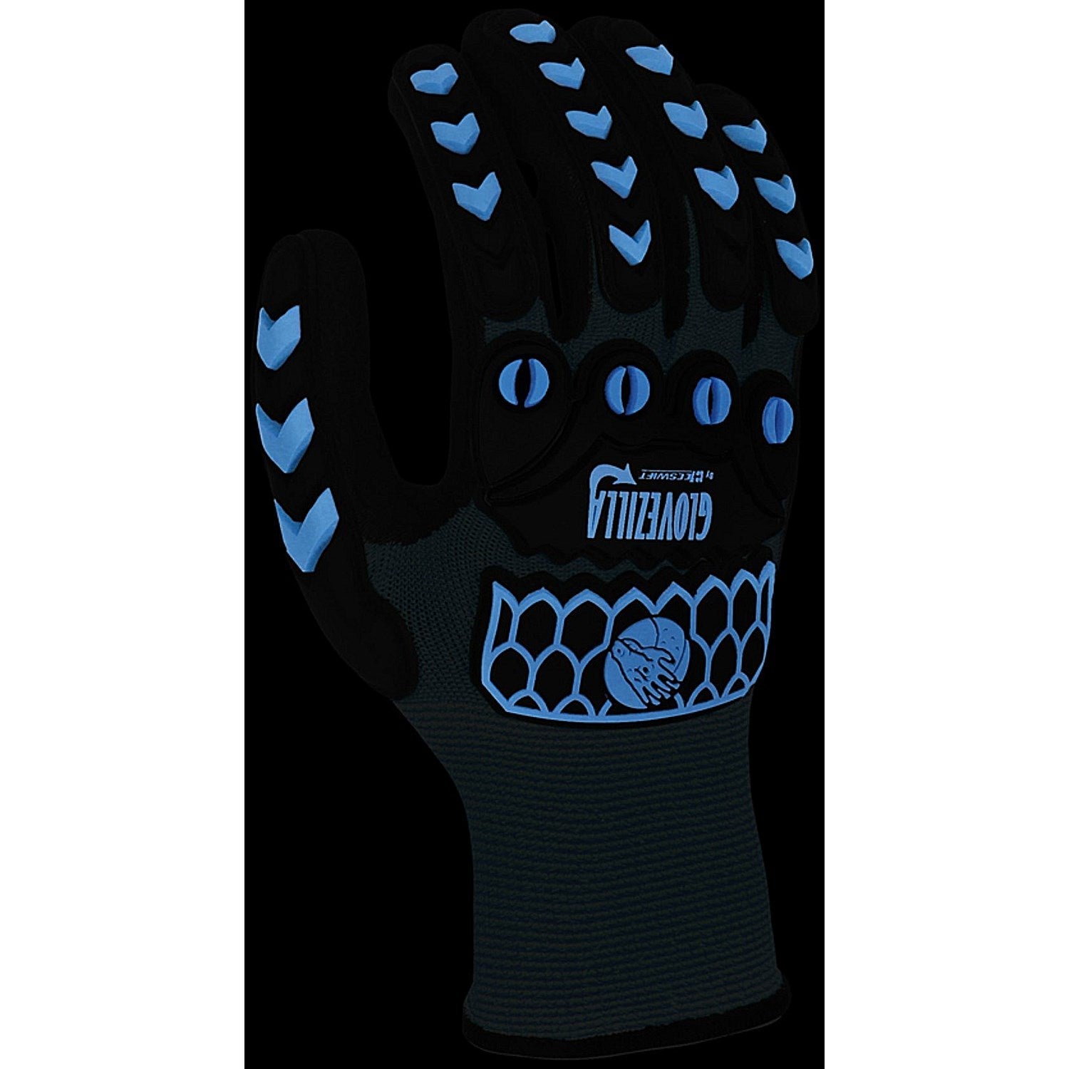 Glovezilla Glow In The Dark Foam Nitrile Gloves, Blue, 2XL Easy2Order : GZ66BXXL