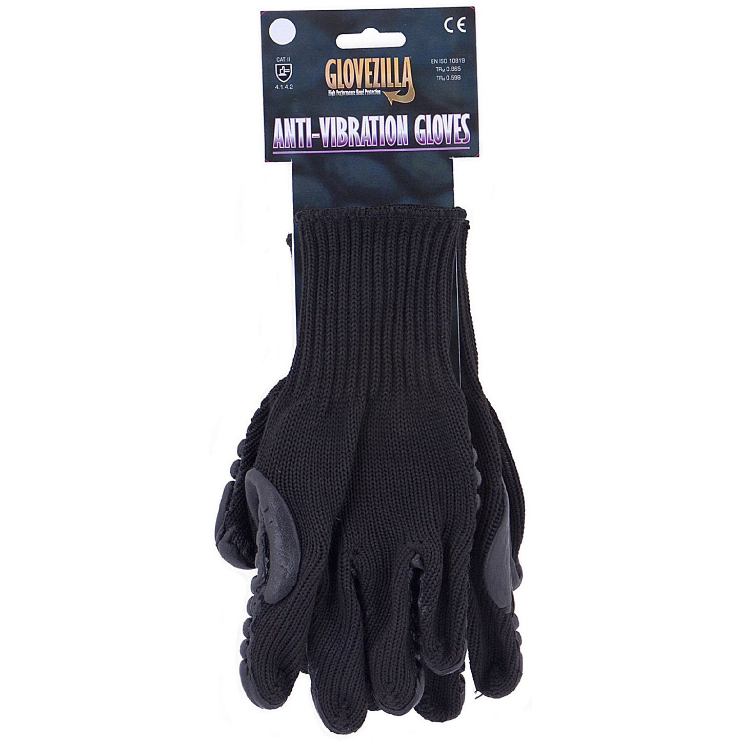 Glovezilla Anti-Vibration Gloves, Black, Large