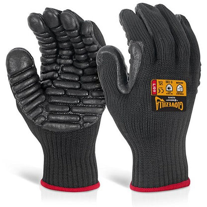 Glovezilla Anti-Vibration Gloves, Black, Large