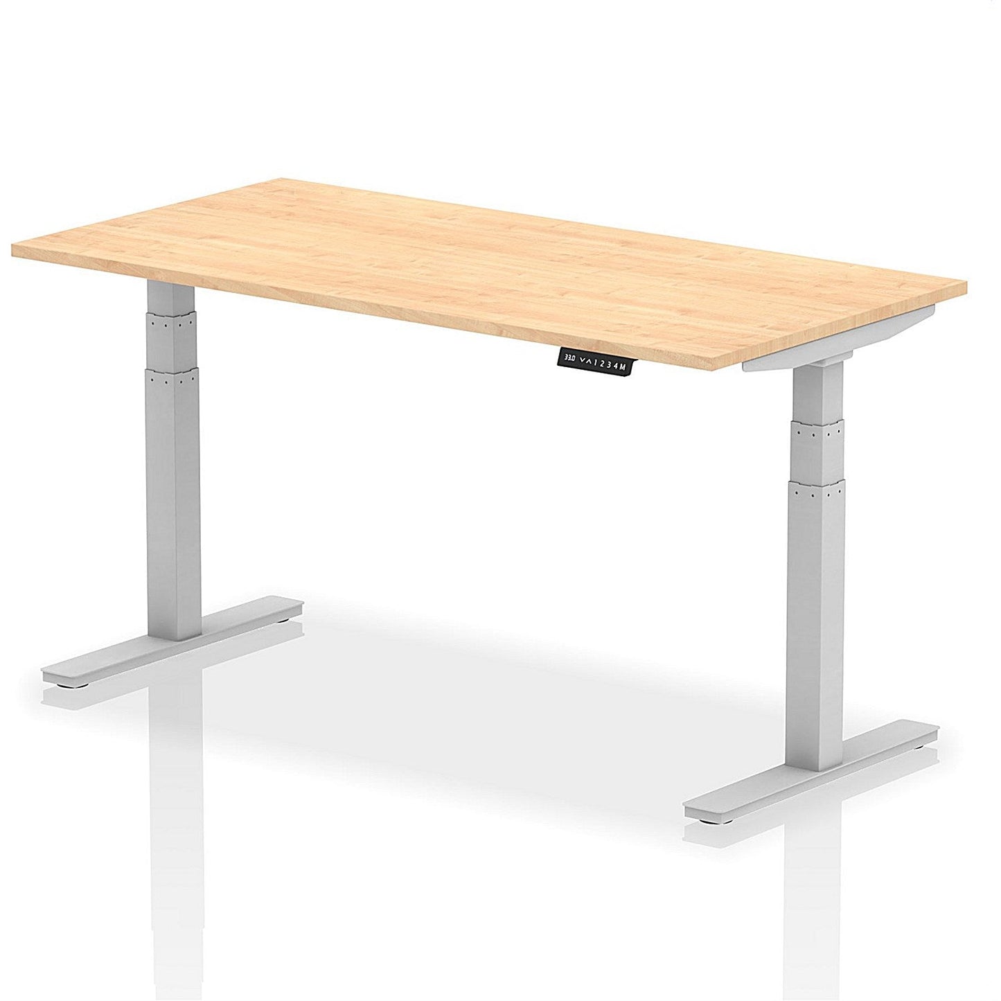 Air Height Adjustable Desk, 1600mm, Silver Legs, Maple Easy2Order : HA01015