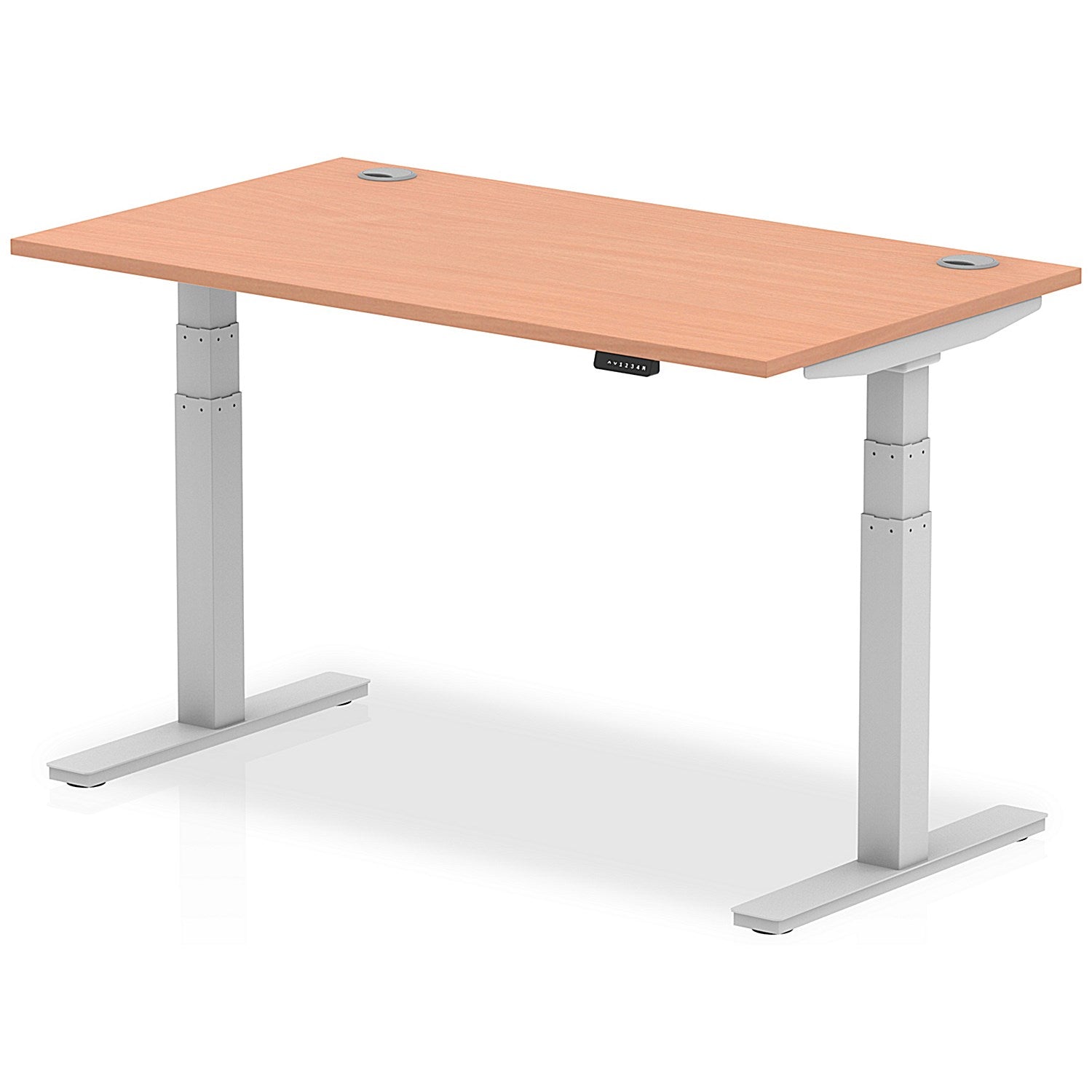 Air 1400mm Rectangular Height-Adjustable Desk, Silver Leg, Beech Easy2Order : HA01082