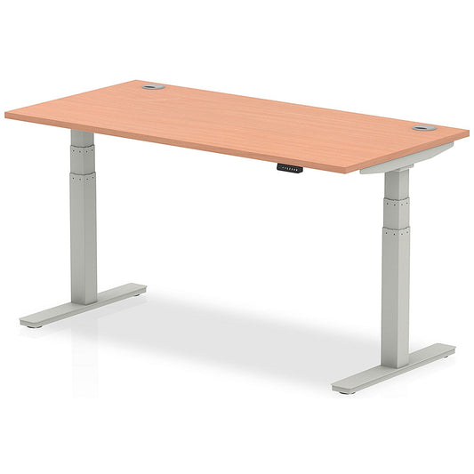 Air 1600mm Rectangular Height-Adjustable Desk, Silver Leg, Beech Easy2Order : HA01083