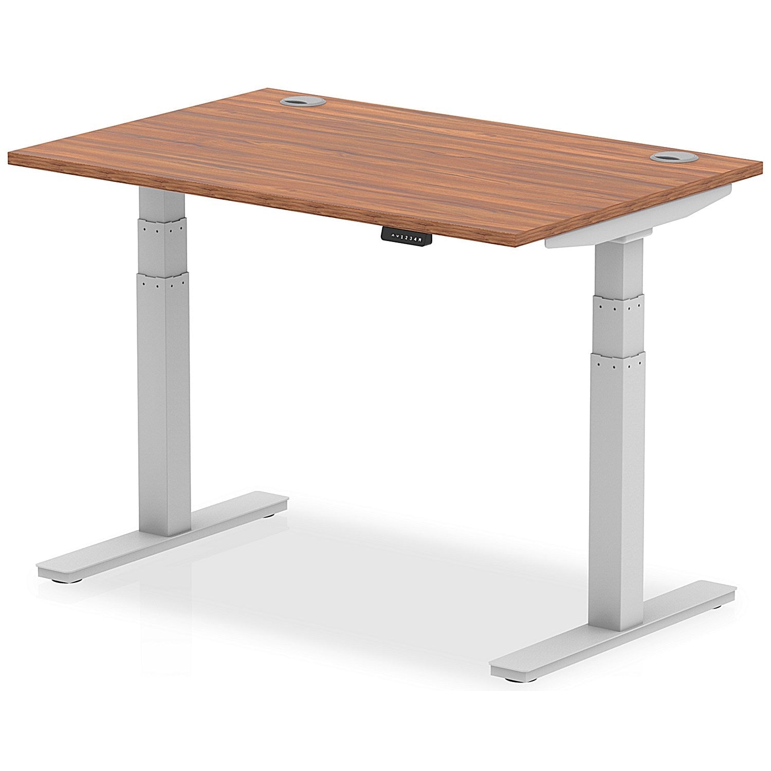 Air 1200mm Rectangular Height-Adjustable Desk, Silver Leg, Walnut Easy2Order : HA01085