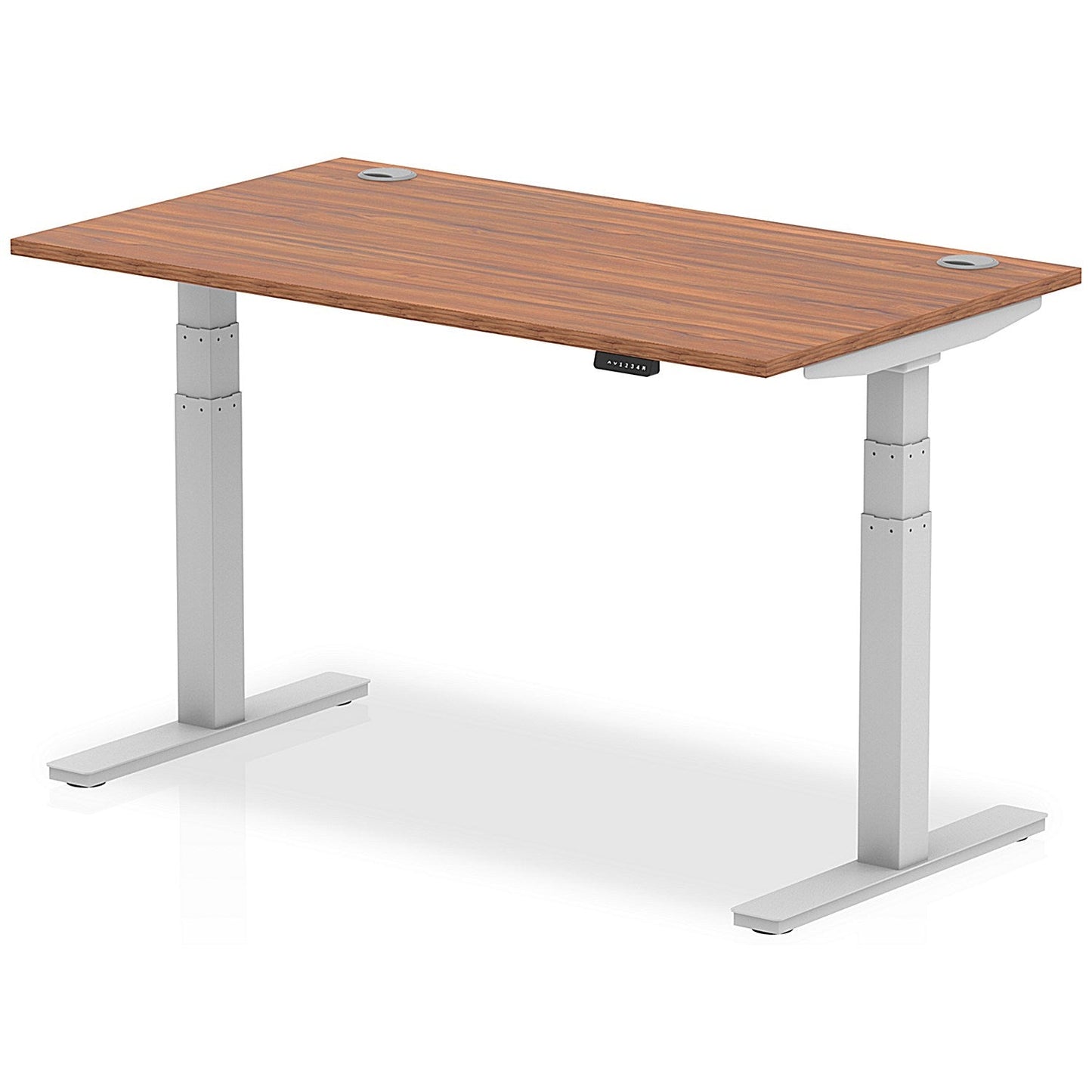 Air 1400mm Rectangular Height-Adjustable Desk, Silver Leg, Walnut Easy2Order : HA01086