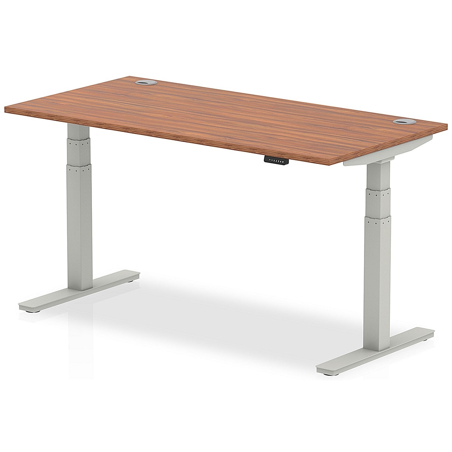Air 1600mm Rectangular Height-Adjustable Desk, Silver Leg, Walnut Easy2Order : HA01087