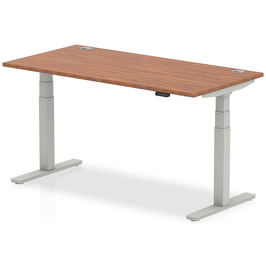 Air 1600mm Rectangular Height-Adjustable Desk, Silver Leg, Walnut Easy2Order : HA01087