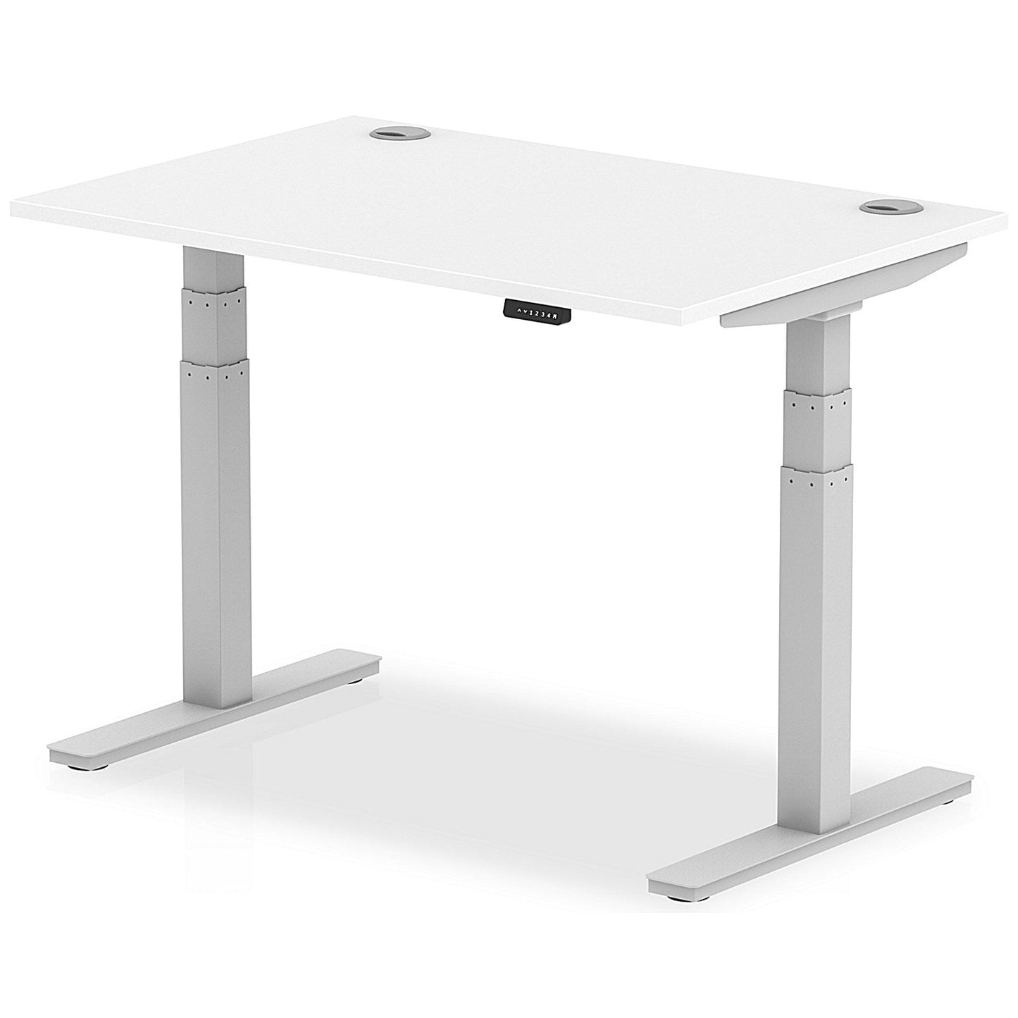 Air 1200mm Rectangular Height-Adjustable Desk, Silver Leg, White Easy2Order : HA01089