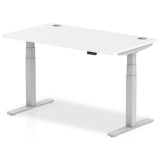 Air 1400mm Rectangular Height-Adjustable Desk, Silver Leg, White Easy2Order : HA01090