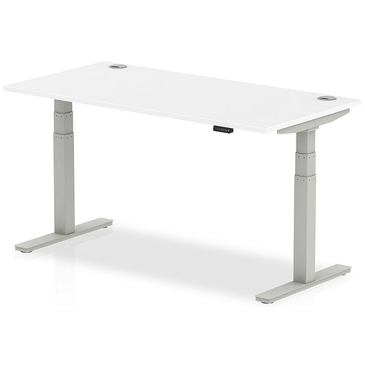 Air 1600mm Rectangular Height-Adjustable Desk, Silver Leg, White Easy2Order : HA01091
