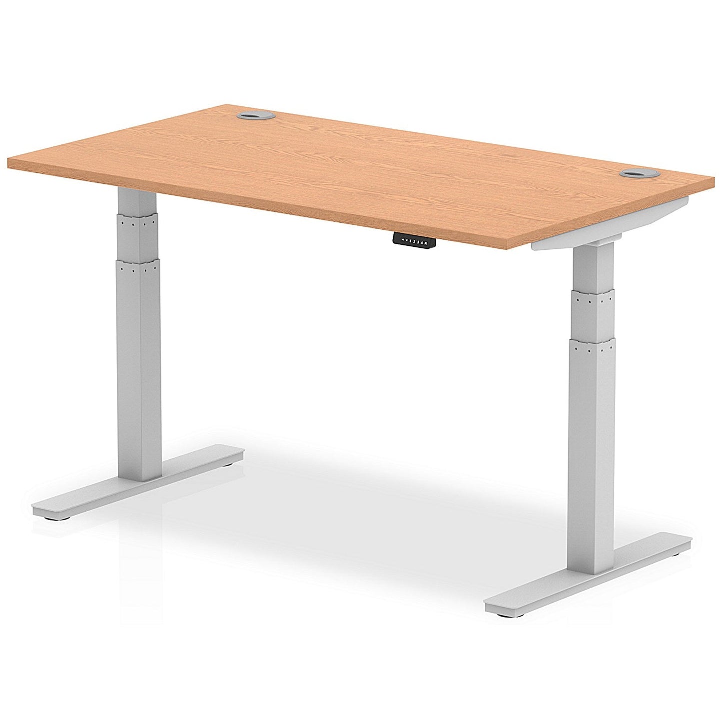 Air 1400mm Rectangular Height-Adjustable Desk, Silver Leg, Oak Easy2Order : HA01098
