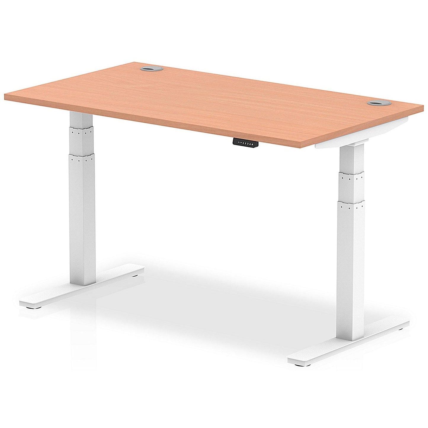 Air 1400mm Rectangular Height-Adjustable Desk, White Leg, Beech Easy2Order : HA01102