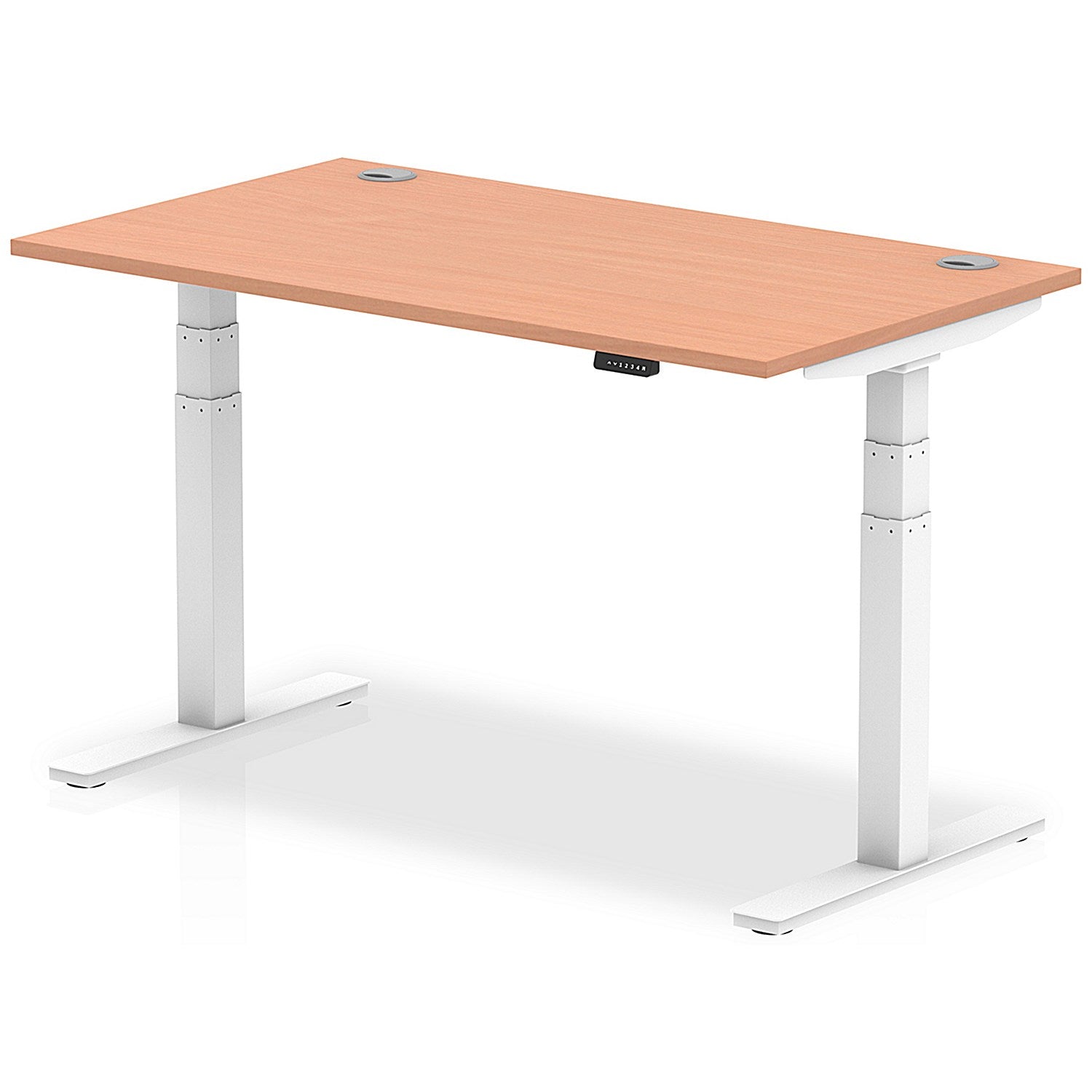 Air 1400mm Rectangular Height-Adjustable Desk, White Leg, Beech Easy2Order : HA01102