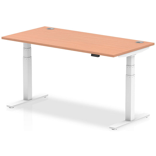 Air 1600mm Rectangular Height-Adjustable Desk, White Leg, Beech Easy2Order : HA01103